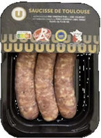 Saucisse de Toulouse porc fermier, Label Rouge, IGP du Sud Ouest, France, 3 pièces barquette 300g