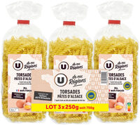 Pâtes Torsades IGP d'Alsace aux oeufs sachet 3x250g