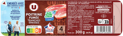 Poitrine de porc fumée - 4 tranches épaisses - 300g
