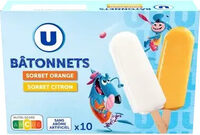 Bâtonnets glace à l'eau parfum orange & citron, x10 - 415g