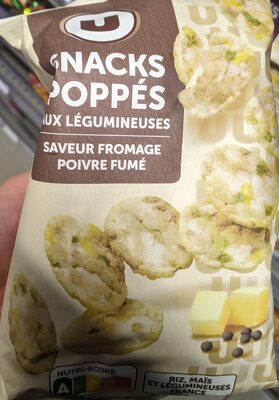 Gâteau apéritif Snacks poppés saveur fromage & poivre fumé, sachet 85g