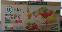 Purée pomme/pomme poire/pomme fraise sans sucre ajouté, gourdes 12x90g