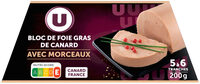 Bloc de foie gras de Canard avec 30% morceaux origine France - 200g