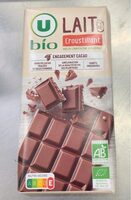 Tablette chocolat Lait Croustillant Bio
