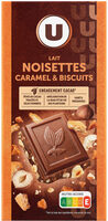 Chocolat au lait noisettes & éclats de biscuit & caramel, - tablette 180g