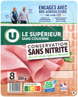 Jambon Supérieur sans couenne Conservation Sans Nitrite - x8 tranches,280g