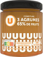 Confiture 3 agrumes 65% de fruits, 320g