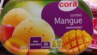 Sorbet Mangue, Avec Morceaux De Mangue, 1 Litre, Marque Cora
