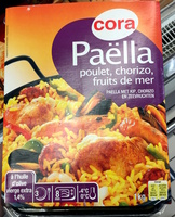 Paëlla Poulet, Chorizo, Fruits de mer, à l'huile d'olive vierge extra 1,4%