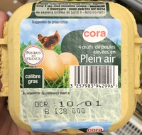 4 oeufs de poules élevées en plein air