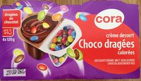 Crème dessert chocolat dragées colorées