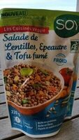 Salade de lentilles, épeautre & tofu fumé