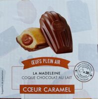 Madeleine coque chocolat au lait coeur caramel