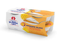 Fromage blanc sur lit de mangue et de fruit de la passion