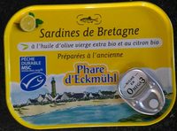 Sardines de Bretagne à l'Huile d'Olive Vierge Extra Bio et au Citron Bio