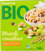 Muesli croustillant aux 5 fruits bio