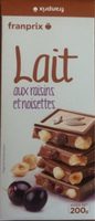 Chololat lait raisins et noisettes