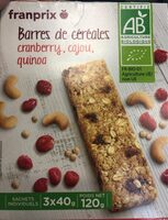 Barres de cereales cranberry, cajou, quinoa