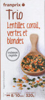 Trio de lentilles cuisson rapide
