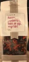 Raisins, cranberries, baies de goji, myrtilles