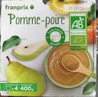 Purée pomme poire bio sans sucre ajouté