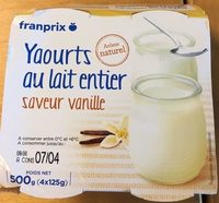 Yaourt au Lait Entier Saveur Vanille