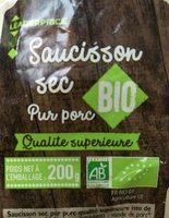 Saucisson sec bio pur porc qualité supérieure
