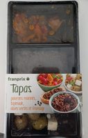 Tapas "poivrons marinés, tapenade, olives vertes et fromage"