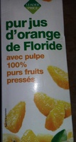Pur jus d'orange de Floride pressée avec pulpe