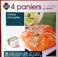 4 paniers feuilletés chèvre ciboulette