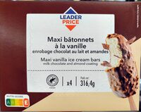 Mega classique batonnets vanille enrobage chocolat au lait morceaux d'amandes