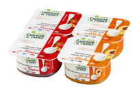 Fromage frais sucré nature sur fruits fraise et pêche 4 x 100 g