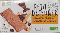 Biscuits petit déjeuner - Céréales, chocolat, noisettes et graines