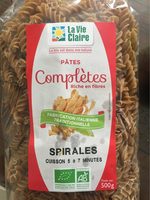 Pâtes complètes spirales