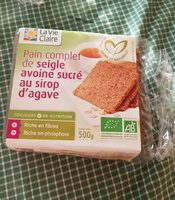 Pain complet de seigle avoine sucré  au sirop d'agave