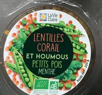 Lentilles corail et houmous petits pois menthe