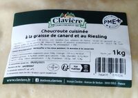 Choucroute cuisinée à la graisse de canard et au Riesling
