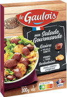 Des gésiers de volaille issus de volailles nées, élevées, préparées en France, soigneusement sélectionnés et cuisinés en confit et des Pommes de terre Sarladaises cuisinées suivant la tradition, dans la graisse de canard, de l'ail, du persil et des échalo