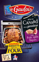 Rôti de canard et sa garniture farce foie gras et figues