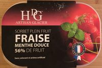 Histoires de glaces Sorbet fraise menthe douce, 56% de fruit Le bac de 750