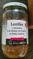 Lentilles cuisinées à la graisse de canard et petits lardons