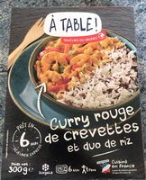 Curry rouge de crevettes et duo de riz