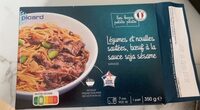 Légumes et nouilles sautées, boeuf a la sauce soja sésame