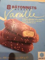 8 Bâtonnets Glacés Vanille enrobage chocolat au lait grains soufflés au riz