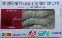 8 Crevettes entières crues