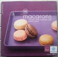 16 macarons (chocolat, vanille, framboise, café)
