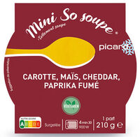 Mini so soupe carotte maïs, cheddar, paprika fumé