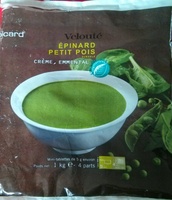 Velouté d'Épinard, Petit Pois, crème, emmental