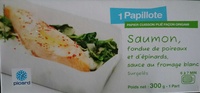 Saumon, fondue de poireaux et d'épinards, sauce au fromage blanc, Surgelés