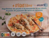 Aiguillettes de poulet à la moutarde et au citron, écrasée de pommes de terre et carottes